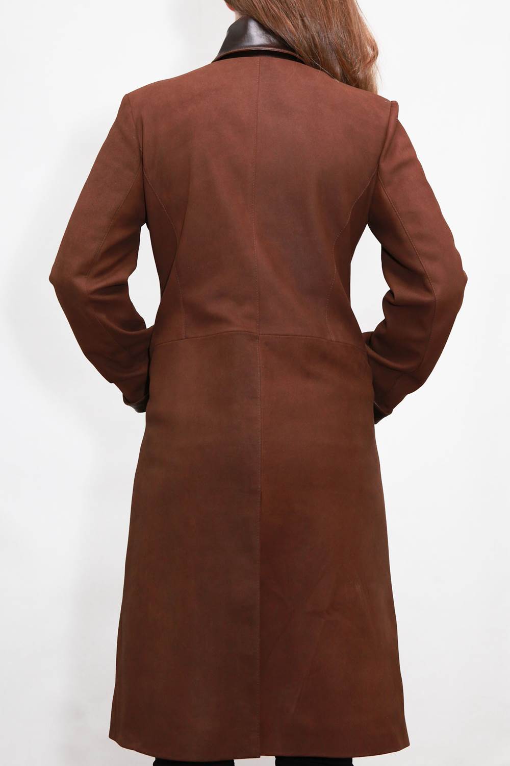 Manteau Long En Cuir D'agneau Véritable GIOVANNI - Taille 36 Gris, Occasion Très Bon état